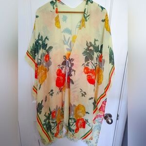 NWT Coralala Vibrant Yellow Floral Kimono